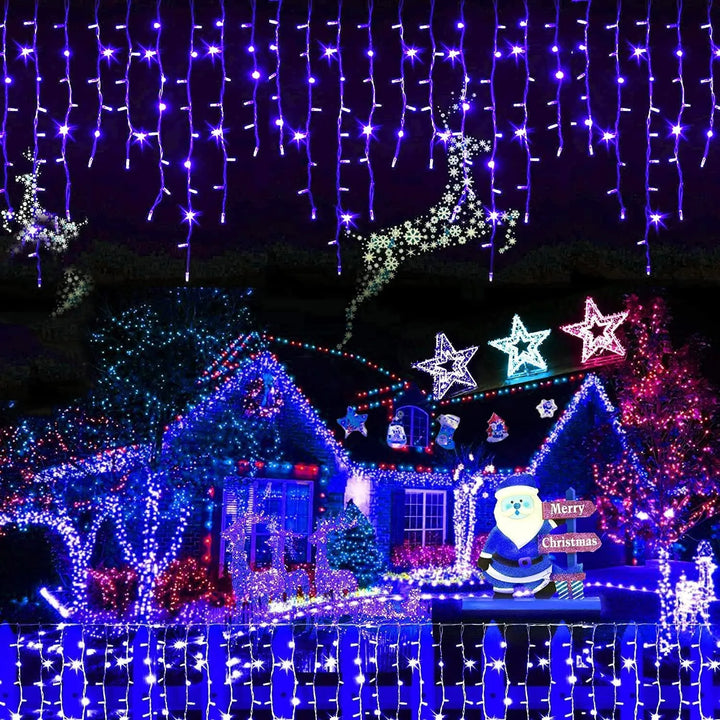 Luzes LED Icicle Festoon Decoração de Natal Remoto