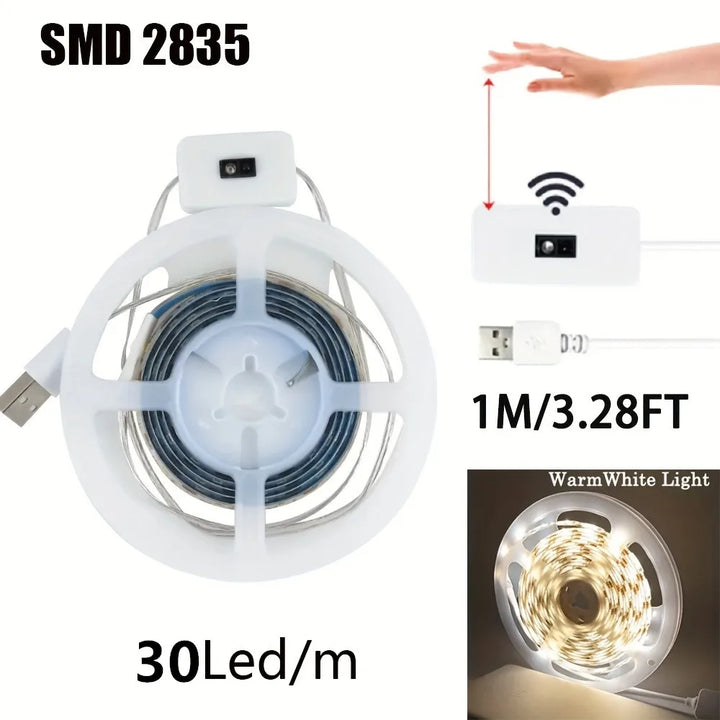 Luzes de tira led de varredura manual 1m 2m 3m 5m tira led com interruptor de sensor de movimento de varredura manual para cozinha escadas guarda-roupa