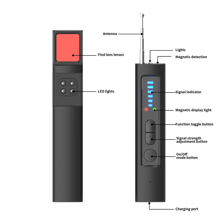 Detector de Câmera Oculta Infravermelho GPS Escuta Discreta