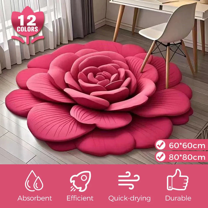 Tapete De Porta 3D Flor Fresca Padrão Alienígena Absorvente