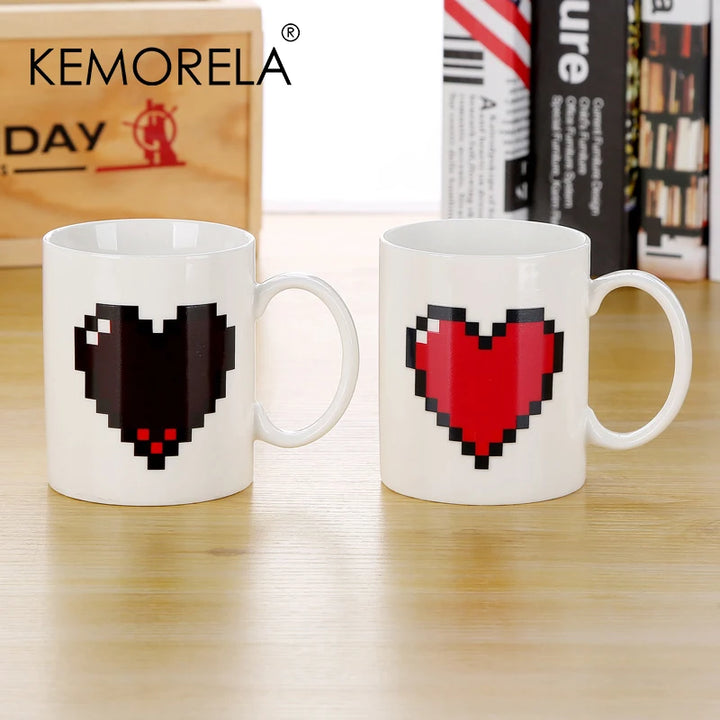 Caneca Mágica 330ml - Cerâmica Que Muda de Cor - Presente Criativo Namorados