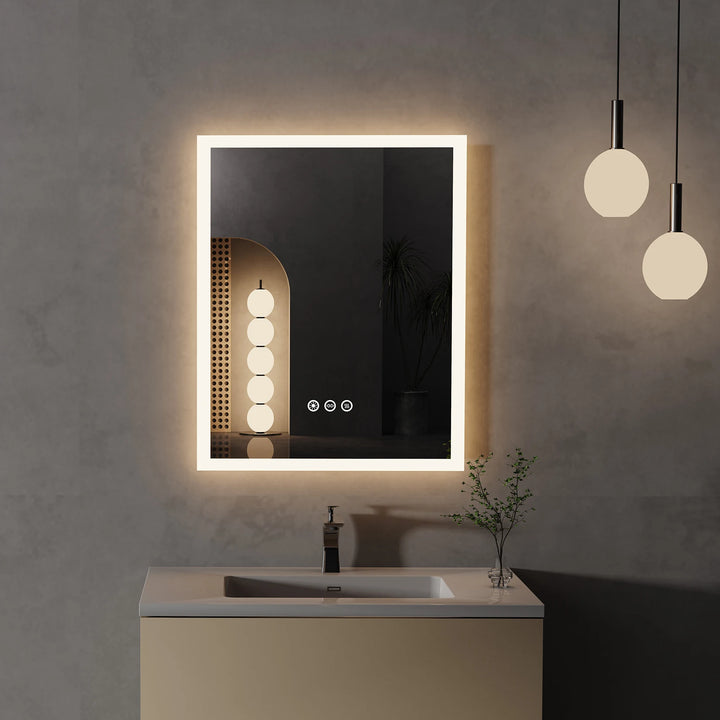 LED iluminado espelho do banheiro com Smart Touch Button, Anti-Fog, Wall Mounted Vanity, função de memória, 16x0 Polegada by Casa Perfeita