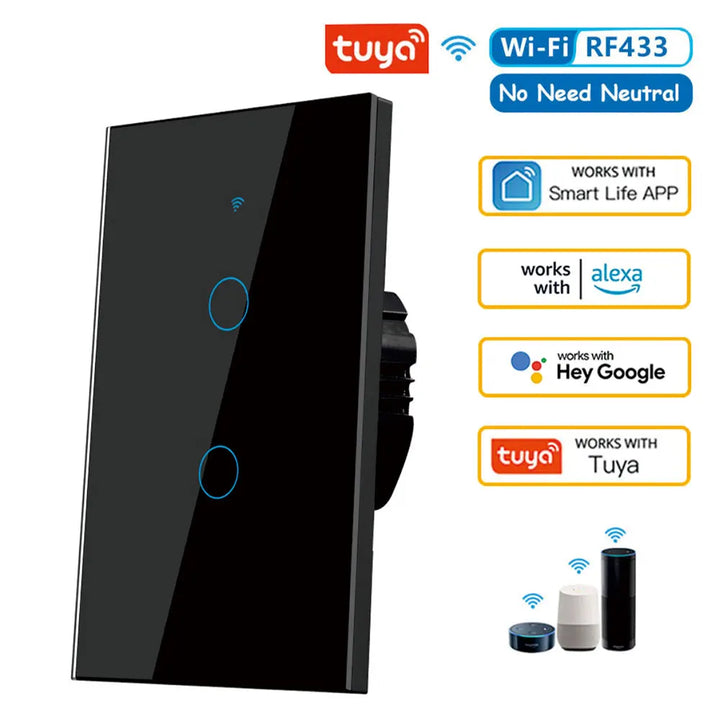 Interruptor Inteligente WiFi SEM FIO NEUTRO | Touch LED | Alexa e  Google Home