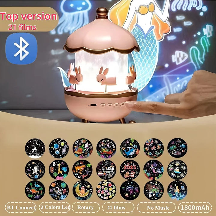 Projetor Luz Noturna Infantil Bluetooth Estrelas 21 Filmes