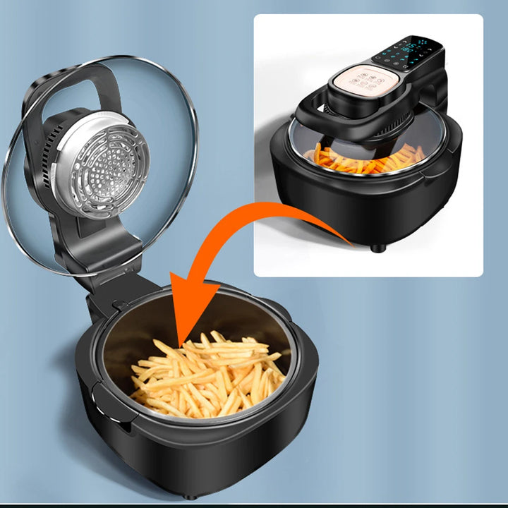 Fritadeira de ar doméstica multifuncional sem inteligência de óleo 6L Forno 220V 1100W LED Painel de toque Controle de temperatura Frittura de ar visual