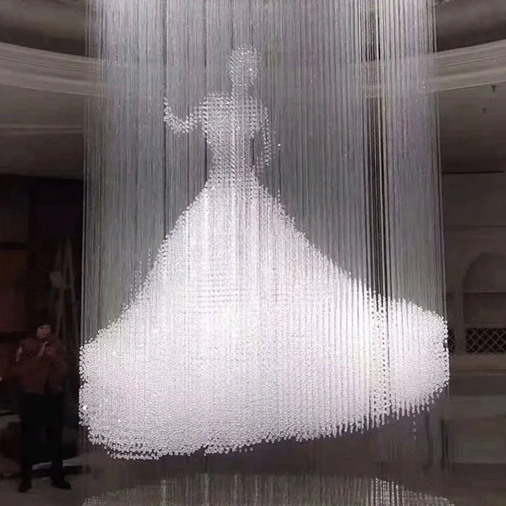 Escultura de cavalo personalizada lobby do hotel villa salão de beleza decoração grande projeto led dispositivo de iluminação pingente de cristal by Casa Perfeita