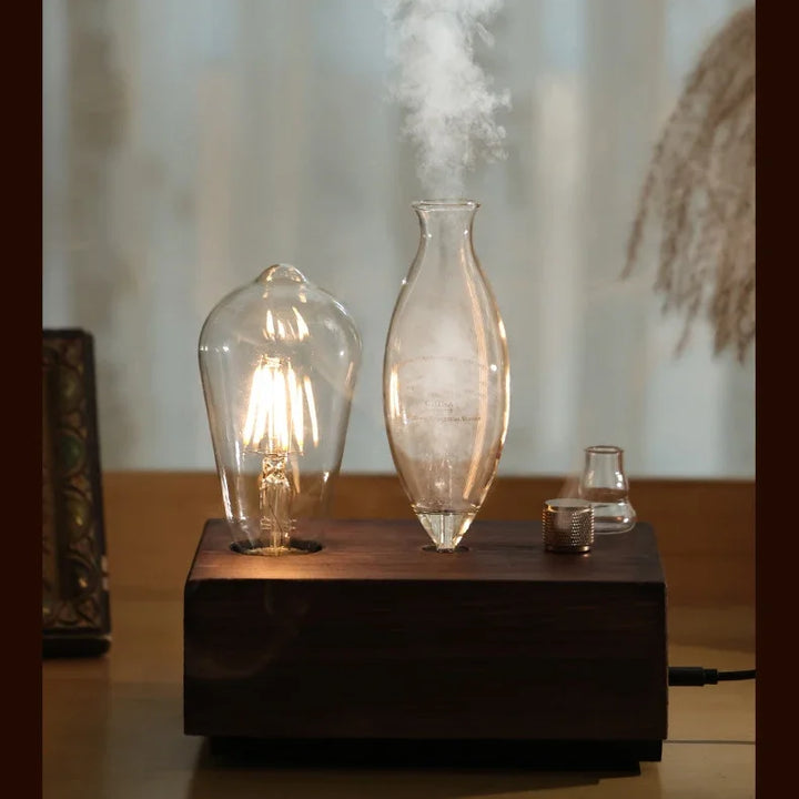 Difusor Nebulizador de Óleos Essenciais Puro e Sem Água | Design Madeira e Vidro