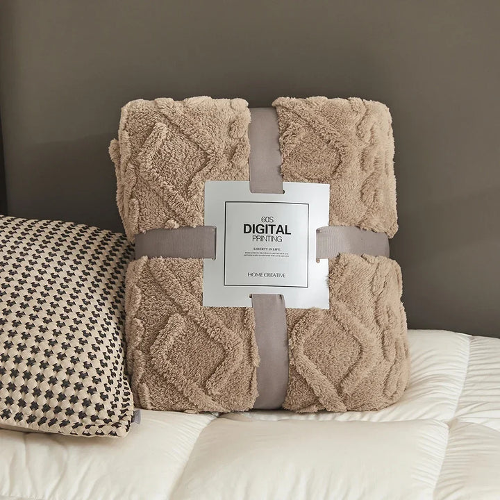 Cobertor de Flanela Coral Fofo Pelúcia Confortável Quente