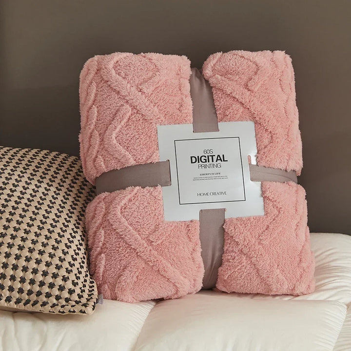 Cobertor de Flanela Coral Fofo Pelúcia Confortável Quente