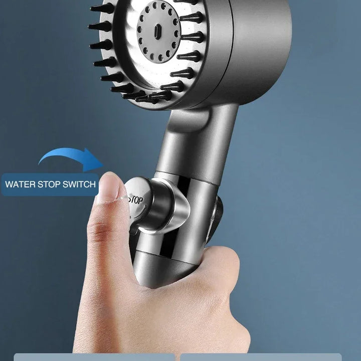 Cabeça de chuveiro com filtro de alta pressão, spray ajustável de 3 modos com escova de massagem, torneira de chuva, acessórios de banheiro