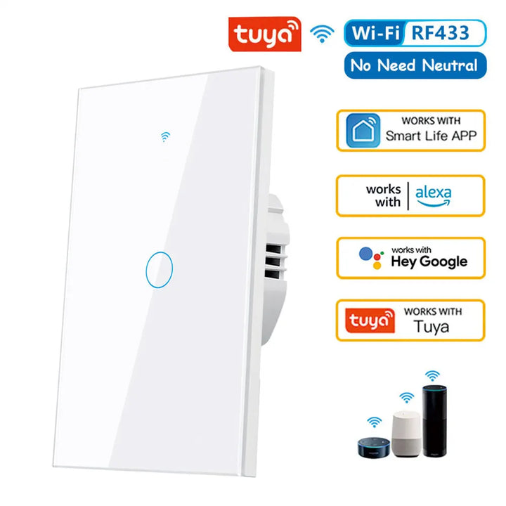 Interruptor Inteligente WiFi SEM FIO NEUTRO | Touch LED | Alexa e  Google Home