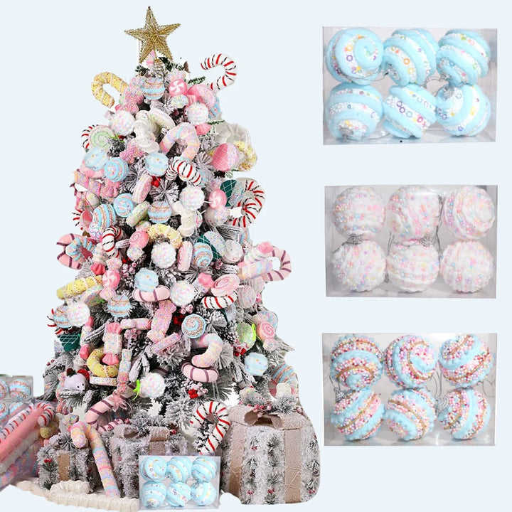 Conjunto De 6 Bolas Decorativas De Natal Arcoíris Árvore