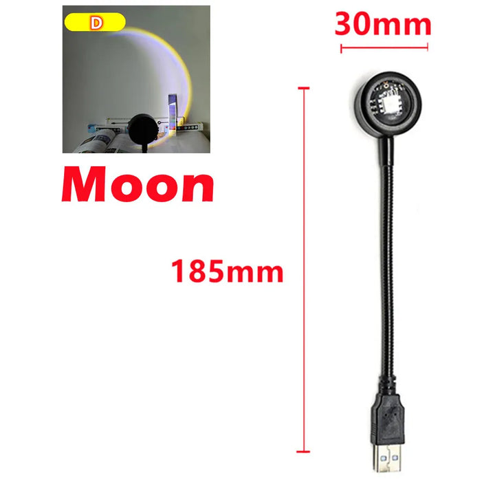 RnnTuu Led USB Pôr do Sol Lâmpada Projetor Decoração de Casa Luz Noturna Portátil Luz de Humor Para Sala de estar Fotografia de Parede Luzes de Neon by Casa Perfeita