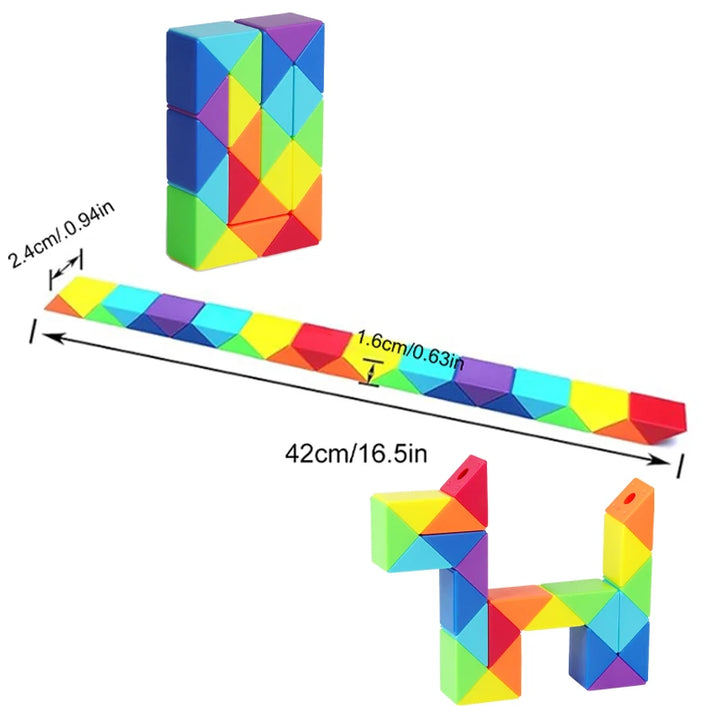 Quebra-Cabeça Mágico 24-96 Segmentos - Brinquedo Antiestresse Cores do Arco-Íris