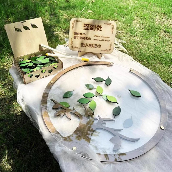 Árvore Sinal 3D Madeira Verde Para Casamentos Românticos