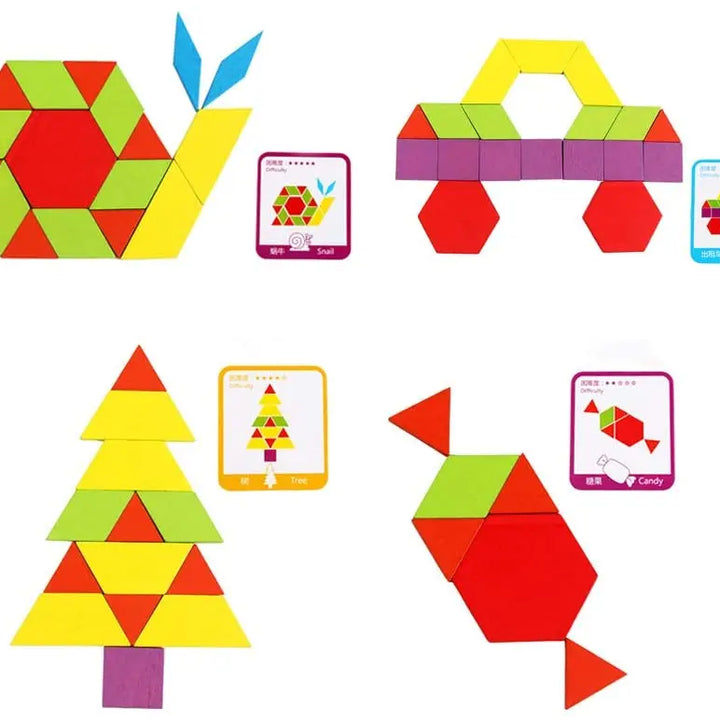 Tangram De Madeira 155 Peças Formas Geométricas Infantis