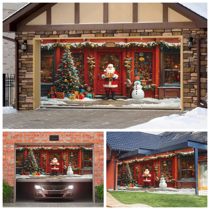 Fundo Natal Vermelho Grande Banner Pano de Fundo Papai Noel