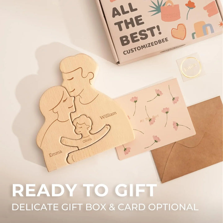 Quebra Cabeça de Madeira Personalizado Nomes da Família