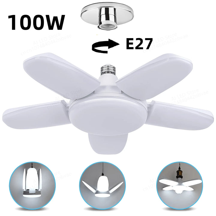 Lâmpada LED dobrável para teto doméstico, lâmpada de lâmina de ventilador, E27, CA 85-265V, CA 220V, CA 110V, 60 W, 80 W, 100 W, 150 W, 200W by Casa Perfeita