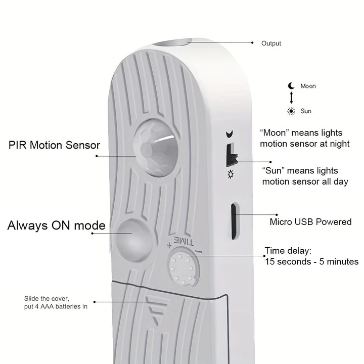Sensor de movimento luzes led tira alimentado por bateria 320 leds/m cob luzes de tira led para escada quarto armário sob iluminação do armário by Casa Perfeita