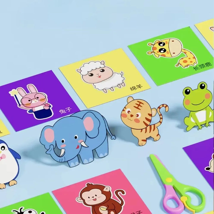 Kit Corte De Papel Artesanal Crianças 48 Peças Criatividade