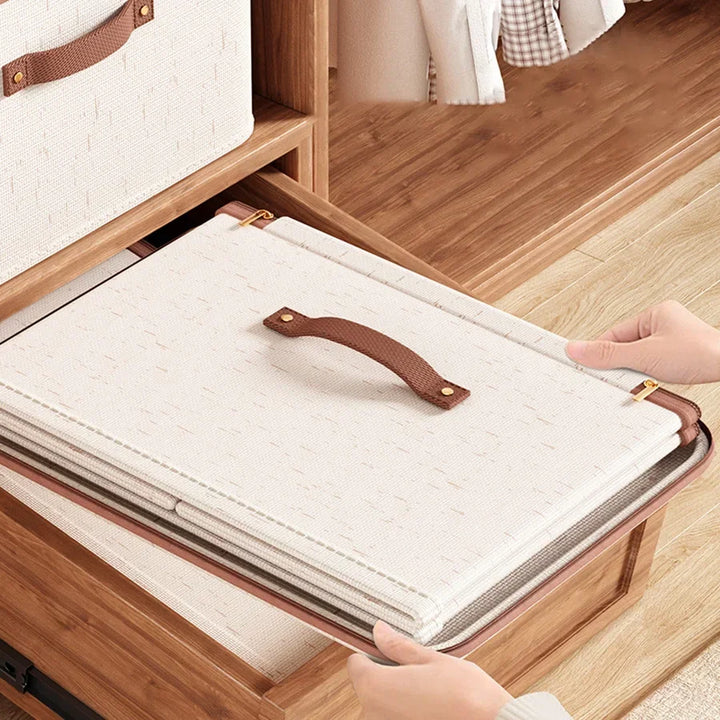 Caixas de armazenamento com zíper de linho, caixas organizadoras de roupas de tecido não tecido para organização de armário de quarto de casa, inclui bons ajudantes by Casa Perfeita