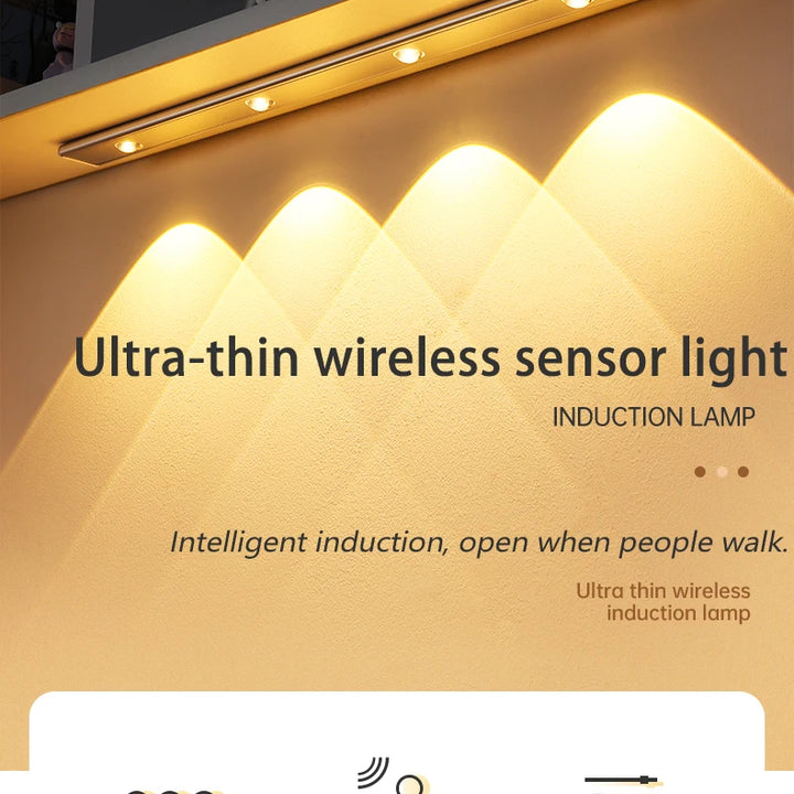 Luz LED com Sensor de Movimento Ultra Fina e Sem Fios: Iluminação Inteligente e Versátil para Cada Canto da Sua Casa!