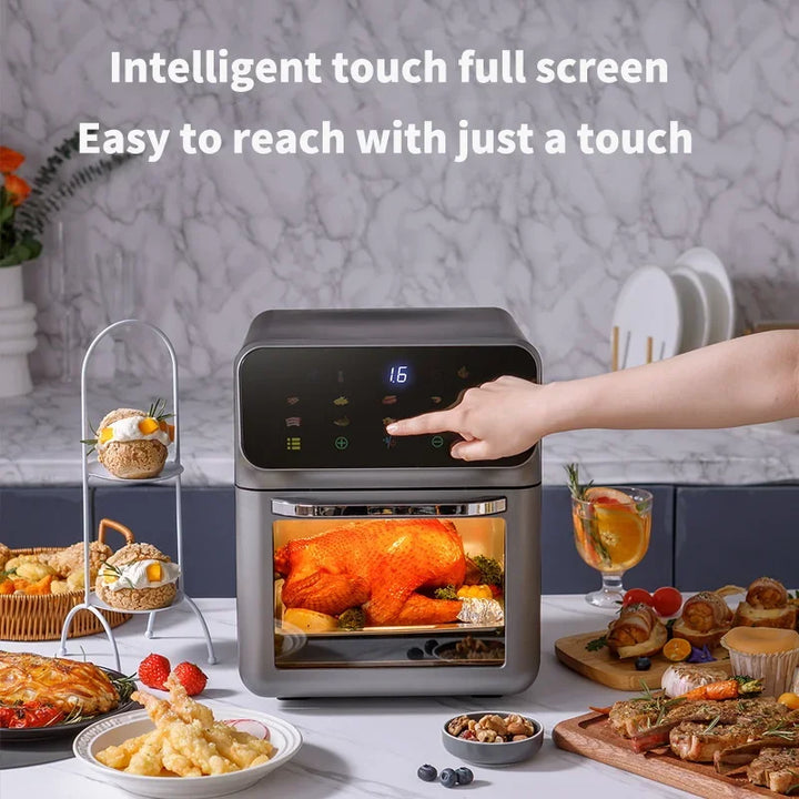 Fritadeiras elétricas de ar de grande capacidade 10L Cozinha doméstica automática sem óleo 360 ° Fritadeira com forno de convecção sem óleo