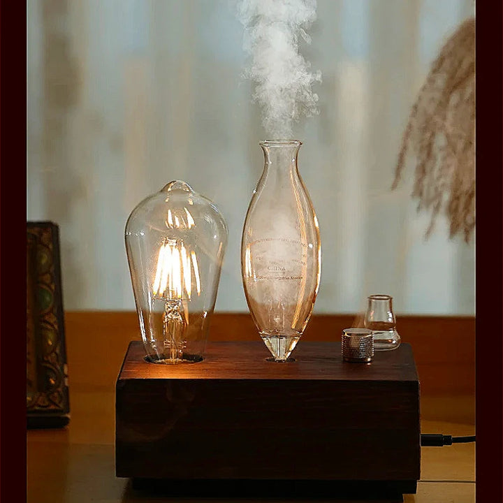 Difusor Nebulizador de Óleos Essenciais Puro e Sem Água | Design Madeira e Vidro