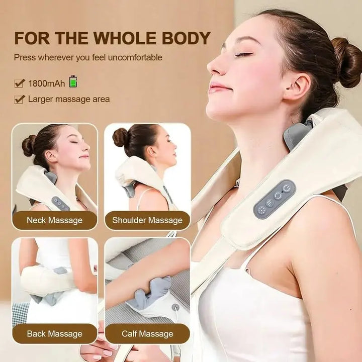 Massageador Sem Fio 20W Shiatsu Profundo Alívio Pescoço