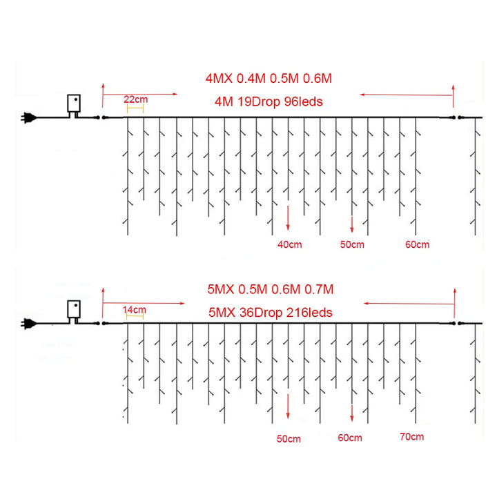 Luzes LED Icicle Festoon Decoração de Natal Remoto