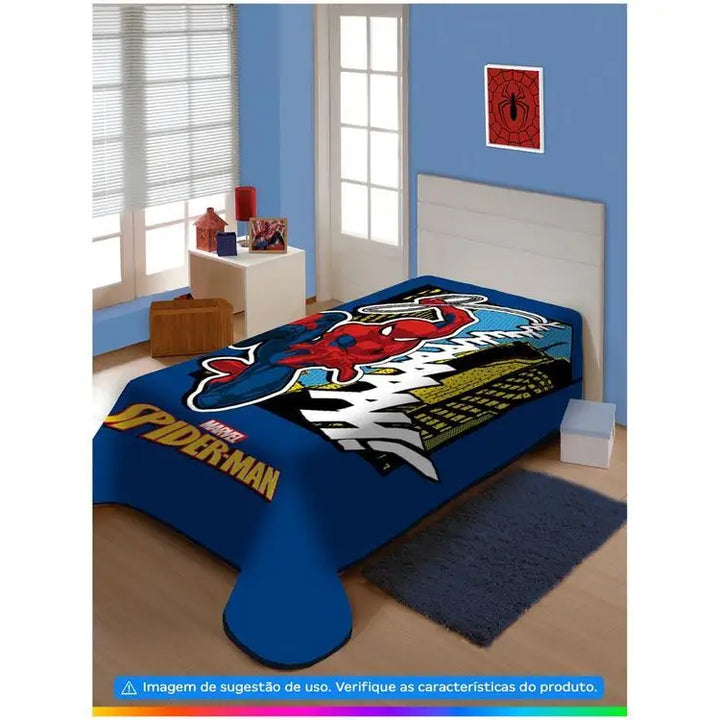 Cobertor Solteiro Jolitex Microfibra Homem Aranha Azul