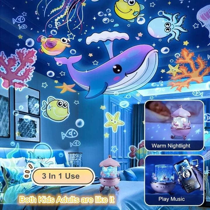 Projetor Luz Noturna Infantil Bluetooth Estrelas 21 Filmes