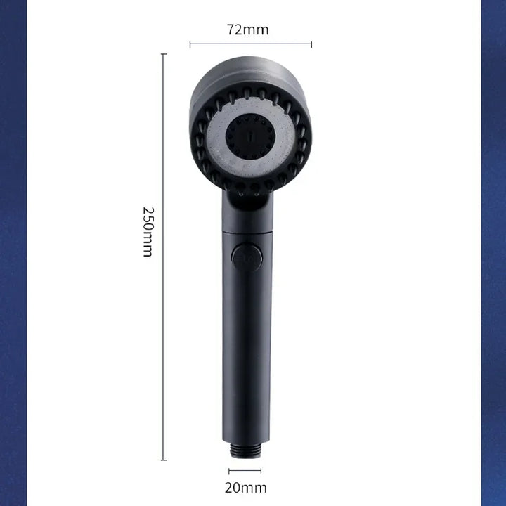 Cabeça de chuveiro com filtro de alta pressão, spray ajustável de 3 modos com escova de massagem, torneira de chuva, acessórios de banheiro