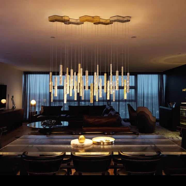 Nordic ouro/prata led lustre de teto sala estar jantar restaurante bar loja balcão casa luxo decoração combinável luz by Casa Perfeita