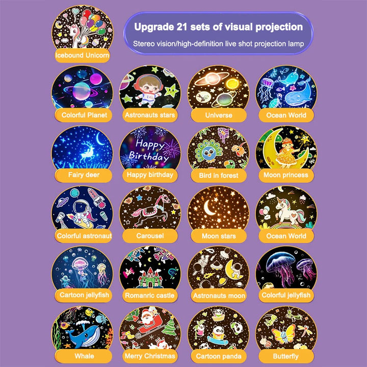 Luminária LED Giratória com Música Infantil Céu Estrelado