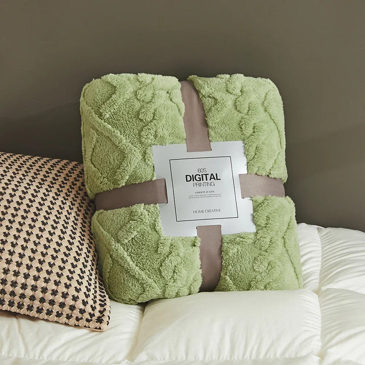 Cobertor de Flanela Coral Fofo Pelúcia Confortável Quente