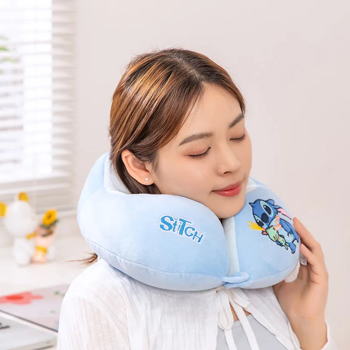 Travesseiro de Pescoço Lilo e Stitch Forma U Portátil Viagem