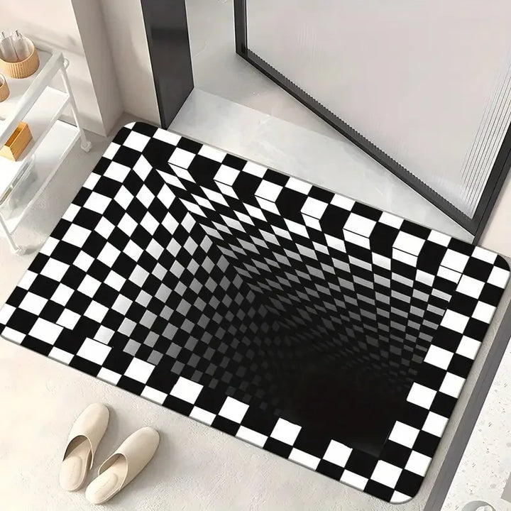 Tapete Veludo 3D Ilusão Óptica Capacho Porta Entrada
