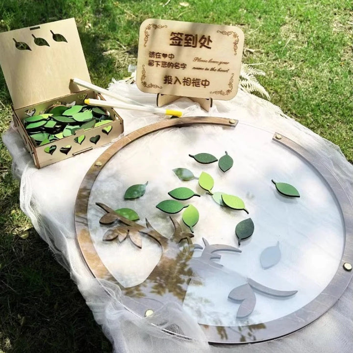 Árvore Sinal 3D Madeira Verde Para Casamentos Românticos