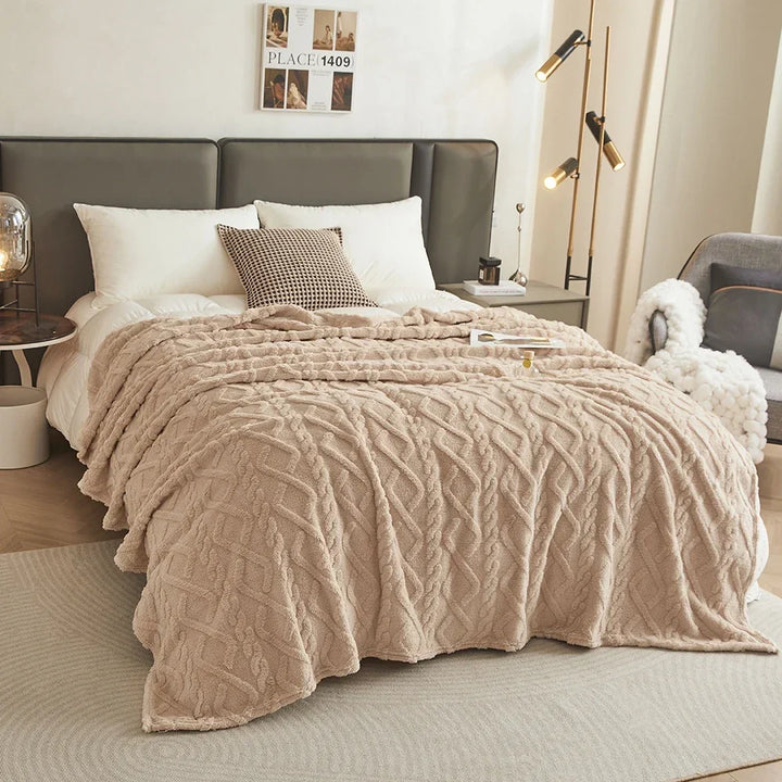 Cobertor de Flanela Coral Fofo Pelúcia Confortável Quente
