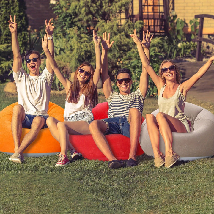 Cadeira Inflável Flocada de PVC Espreguiçadeira Portátil