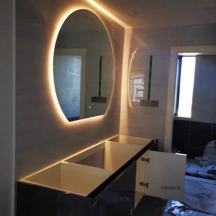 Nordic inteligente espelhos de banho bacia de lavagem de banheiro fixado na parede espelhos de banheiro anti-nevoeiro espelho de vestir hotel espelho decorativo by Casa Perfeita