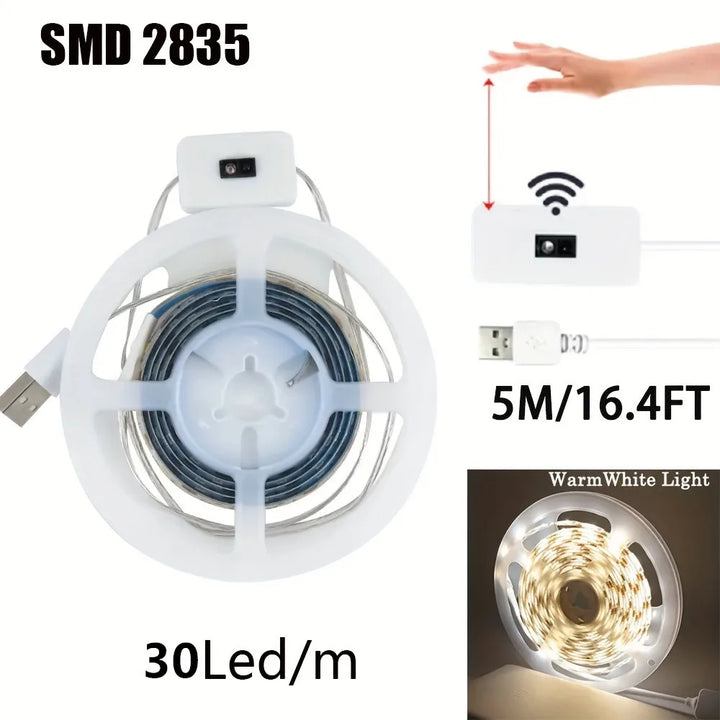 Luzes de tira led de varredura manual 1m 2m 3m 5m tira led com interruptor de sensor de movimento de varredura manual para cozinha escadas guarda-roupa