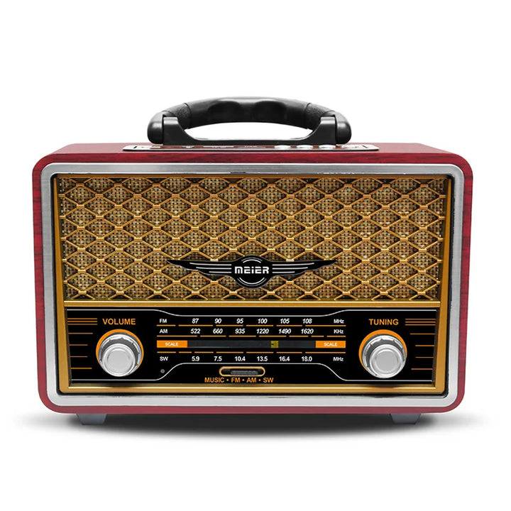 Rádio Portátil Madeira Retro Bluetooth Alto Falante FM Casa