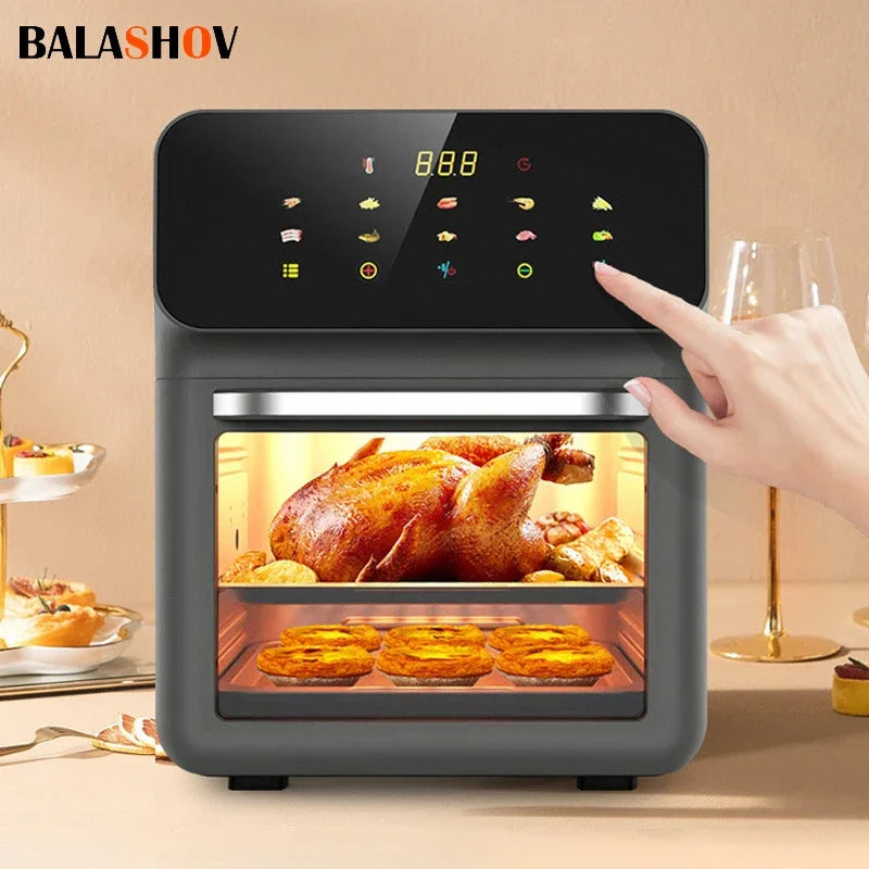 Fritadeiras elétricas de ar de grande capacidade 10L Cozinha doméstica automática sem óleo 360 ° Fritadeira com forno de convecção sem óleo by Casa Perfeita