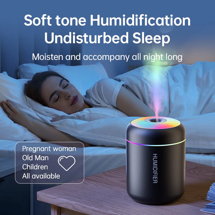 Mini Umidificador e Difusor de Aromas USB 180ml | Silencioso, Portátil para Carro, Casa, Quarto