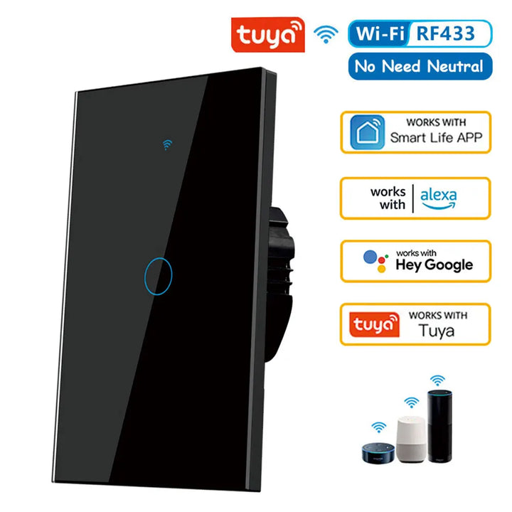 Interruptor Inteligente WiFi SEM FIO NEUTRO | Touch LED | Alexa e  Google Home