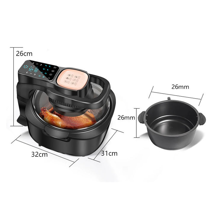 Fritadeira de ar doméstica multifuncional sem inteligência de óleo 6L Forno 220V 1100W LED Painel de toque Controle de temperatura Frittura de ar visual