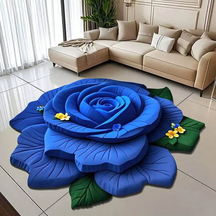 Tapete De Porta 3D Flor Fresca Padrão Alienígena Absorvente